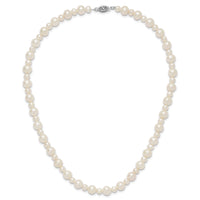 14k White Gold 5-8mm White Near Round Freshwater Cultured Pearl Necklace-XF573-18