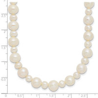 14k White Gold 5-8mm White Near Round Freshwater Cultured Pearl Necklace-XF573-18