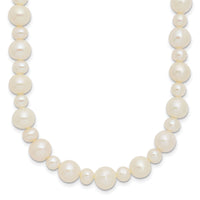 14k White Gold 5-8mm White Near Round Freshwater Cultured Pearl Necklace-XF573-18