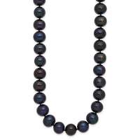 14k White Gold 10-11mm Black Near Round Freshwater Cultured Pearl Necklace-XF576-18