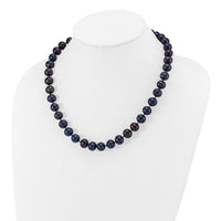 14k White Gold 10-11mm Black Near Round Freshwater Cultured Pearl Necklace-XF576-18