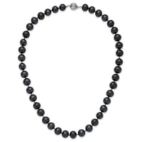 14k White Gold 10-11mm Black Near Round Freshwater Cultured Pearl Necklace-XF576-18