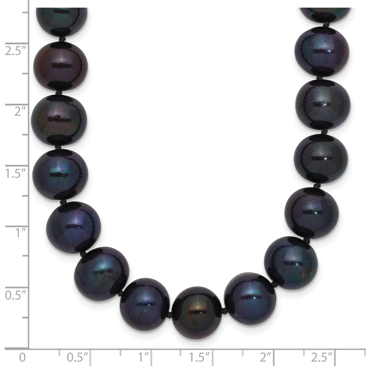 14k White Gold 10-11mm Black Near Round Freshwater Cultured Pearl Necklace-XF576-18