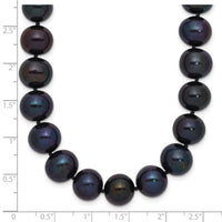14k White Gold 10-11mm Black Near Round Freshwater Cultured Pearl Necklace-XF576-18