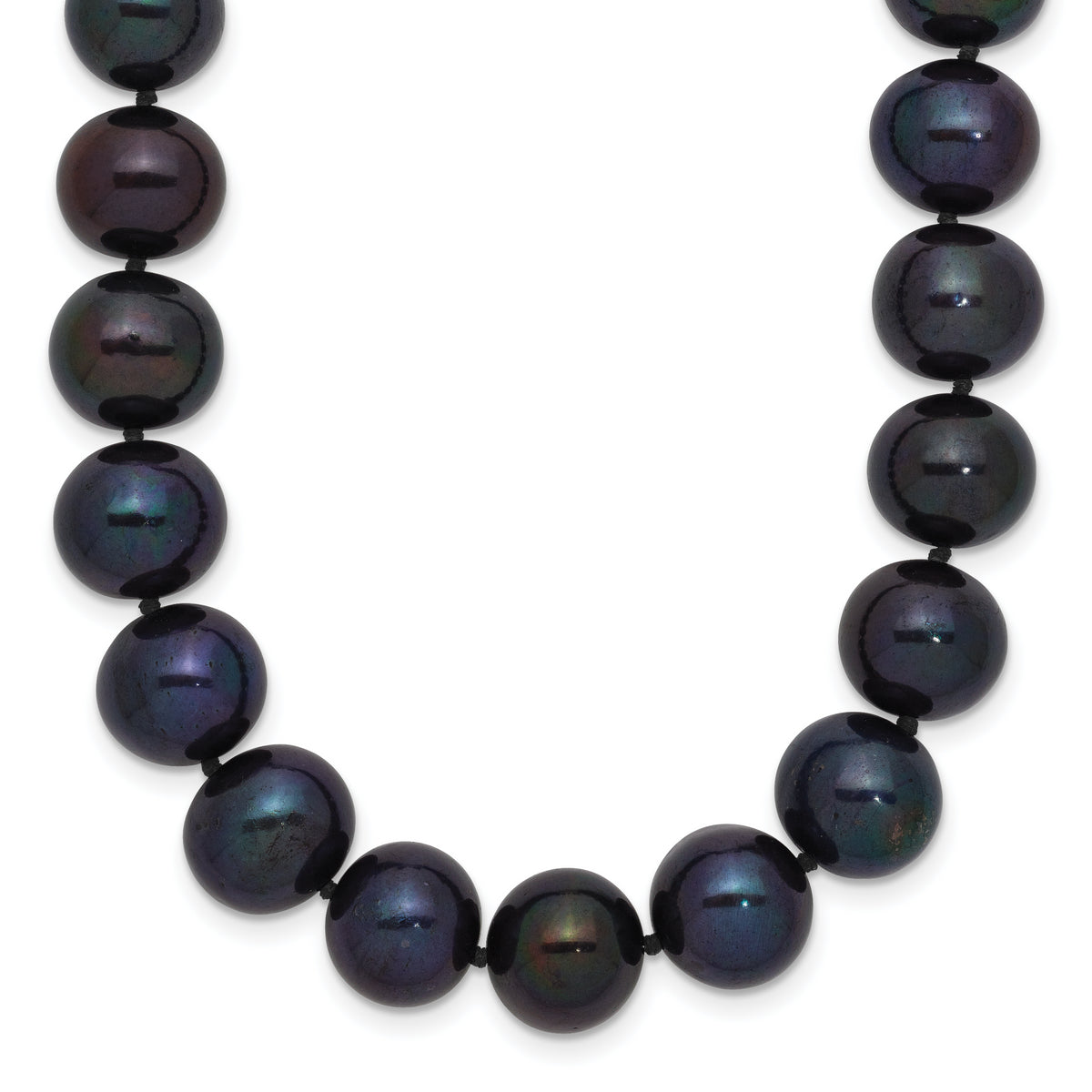 14k White Gold 10-11mm Black Near Round Freshwater Cultured Pearl Necklace-XF576-18