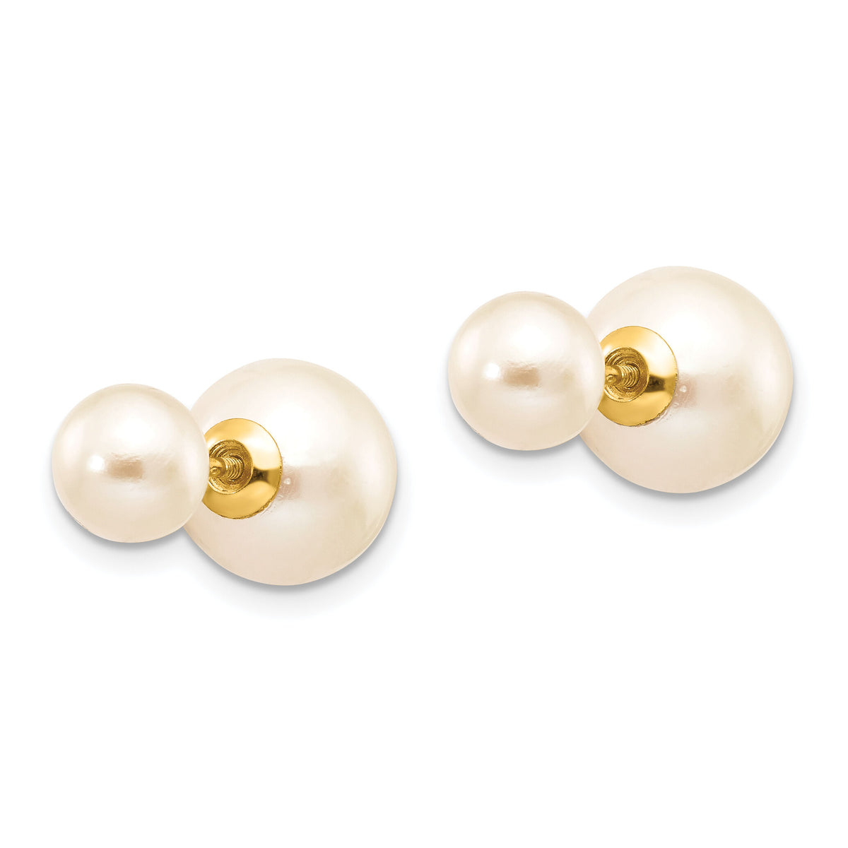 14k 6-7mm & 9-10mm Round Freshwater Cultured Pearl Screw On Post Earrings-XF591EWW