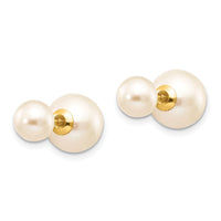 14k 6-7mm & 9-10mm Round Freshwater Cultured Pearl Screw On Post Earrings-XF591EWW