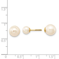 14k 6-7mm & 9-10mm Round Freshwater Cultured Pearl Screw On Post Earrings-XF591EWW