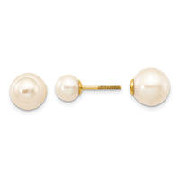 14k 6-7mm & 9-10mm Round Freshwater Cultured Pearl Screw On Post Earrings-XF591EWW