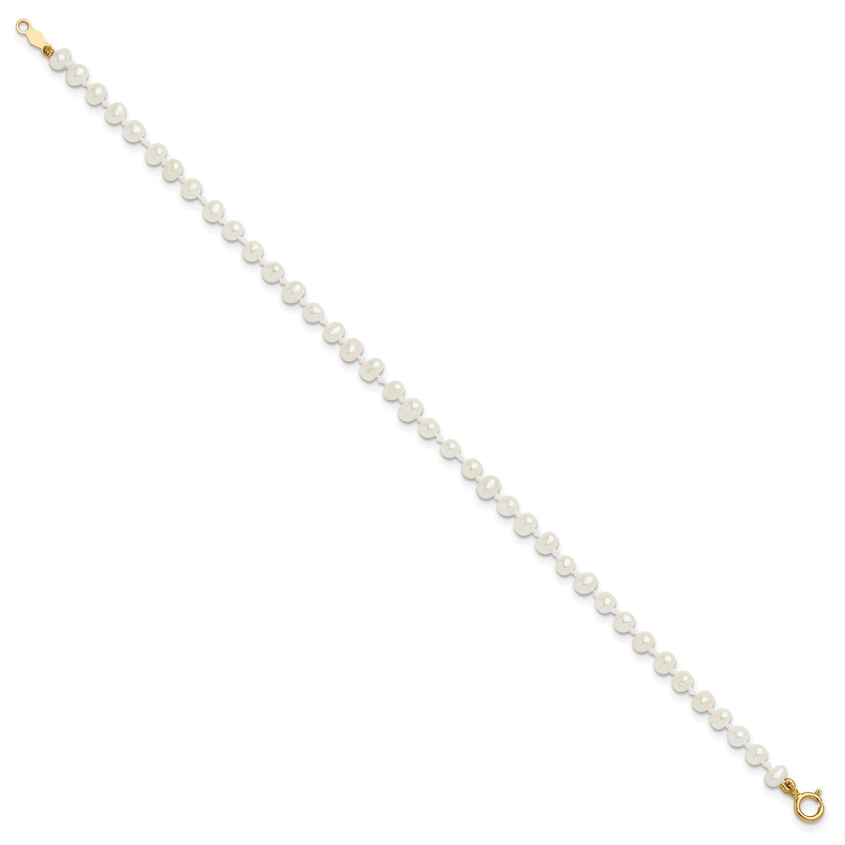 14k Madi K 3-4mm White Egg Shape FW Cultured Pearl Bracelet-XF598-6