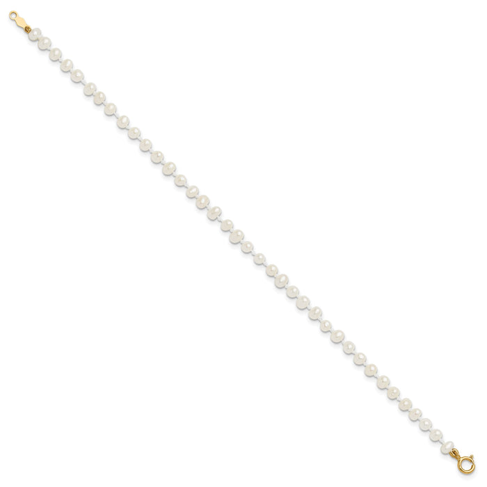 14k Madi K 3-4mm White Egg Shape FW Cultured Pearl Bracelet-XF598-6