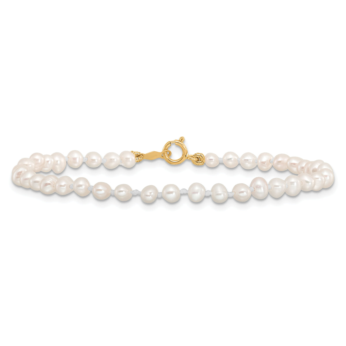 14k Madi K 3-4mm White Egg Shape FW Cultured Pearl Bracelet-XF598-6