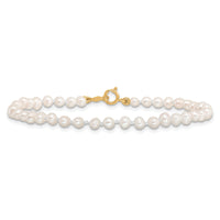 14k Madi K 3-4mm White Egg Shape FW Cultured Pearl Bracelet-XF598-6