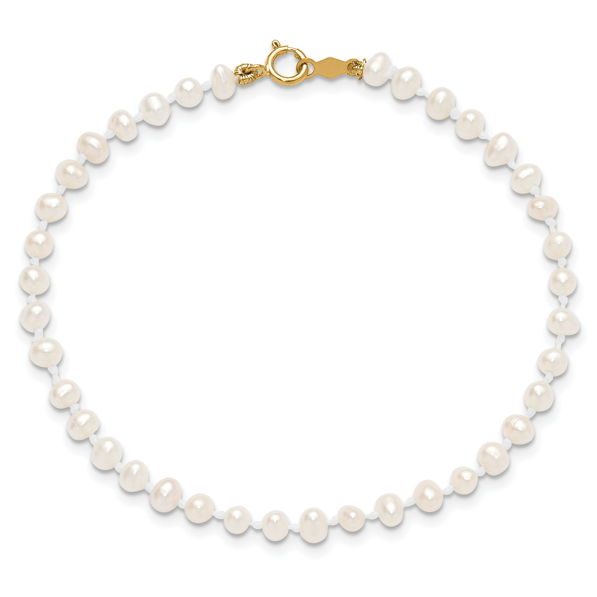 14k Madi K 3-4mm White Egg Shape FW Cultured Pearl Bracelet-XF598-6