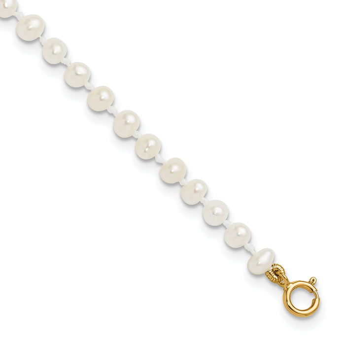 14k Madi K 3-4mm White Egg Shape FW Cultured Pearl Bracelet-XF598-6
