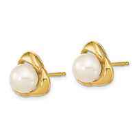 14k 5-6mm White Button Freshwater Cultured Pearl Post Earrings-XF608E