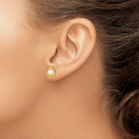 14k 5-6mm White Button Freshwater Cultured Pearl Post Earrings-XF609E