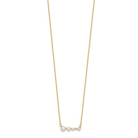 14k White Round FW Cultured Graduated Pearl Diamond Necklace-XF632-17