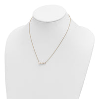 14k White Round FW Cultured Graduated Pearl Diamond Necklace-XF632-17