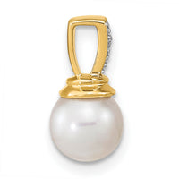 14k 6-7mm Freshwater Cultured Pearl and Diamond Polished Pendant-XF638