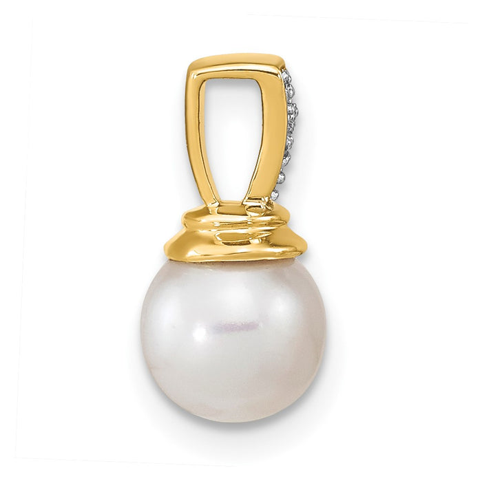 14k 6-7mm Freshwater Cultured Pearl and Diamond Polished Pendant-XF638