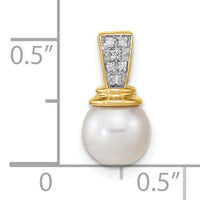 14k 6-7mm Freshwater Cultured Pearl and Diamond Polished Pendant-XF638