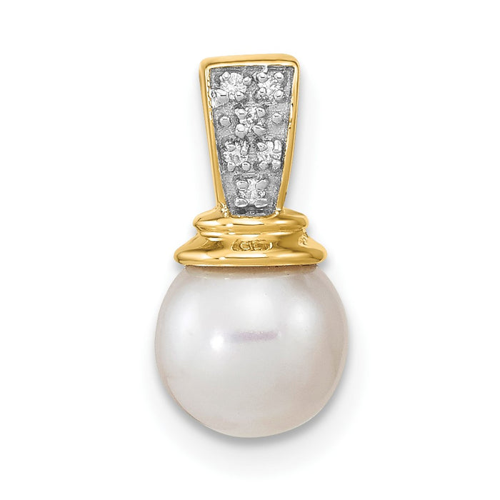 14k 6-7mm Freshwater Cultured Pearl and Diamond Polished Pendant-XF638