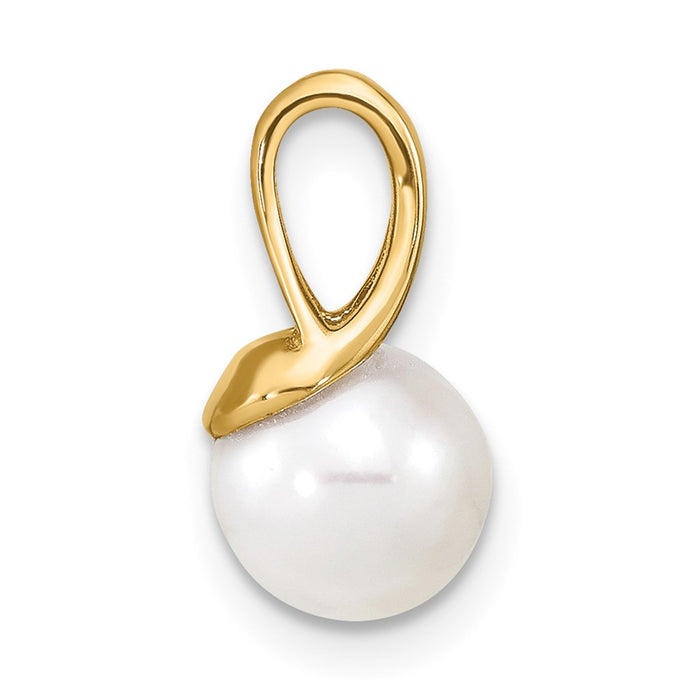 14K 7-8mm White Freshwater Cultured Pearl Polished Pendant-XF641