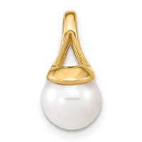 14K 7-8mm White Freshwater Cultured Pearl Polished Pendant-XF641
