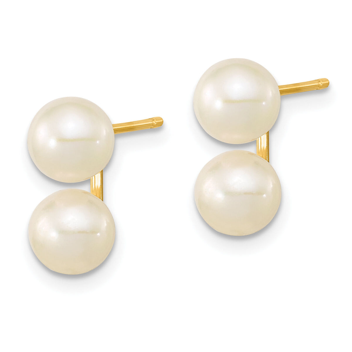 14k 6-7mm White Round FW Cultured Double Pearl Post Earrings-XF648E