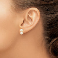 14k 6-7mm White Round FW Cultured Double Pearl Post Earrings-XF648E
