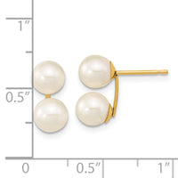 14k 6-7mm White Round FW Cultured Double Pearl Post Earrings-XF648E