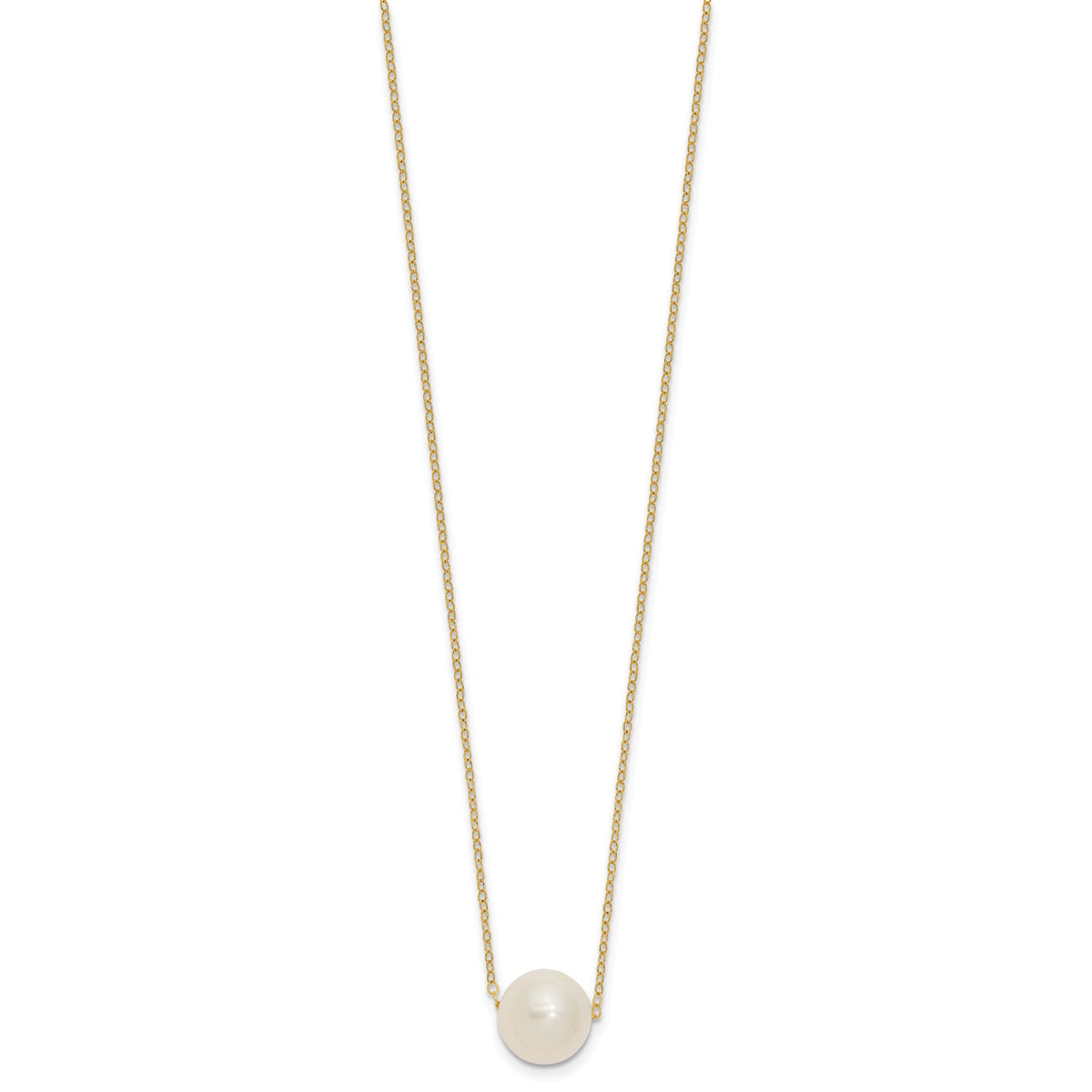 14k 10-11mm White Semi-Round Freshwater Cultured Pearl 17 in Cable Necklace-XF681-17