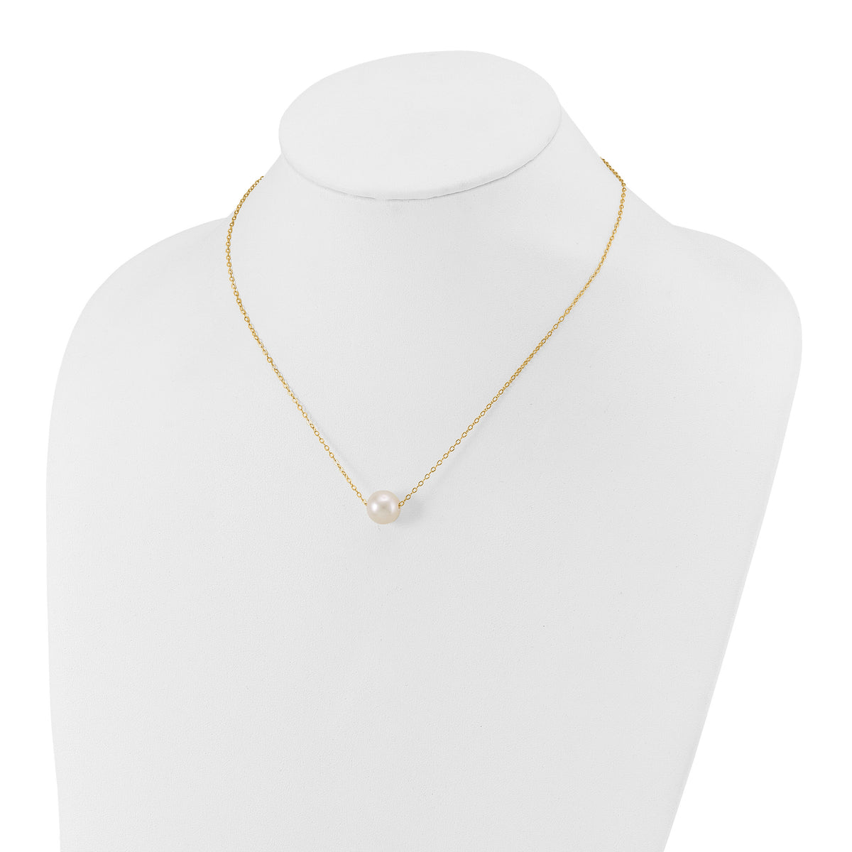 14k 10-11mm White Semi-Round Freshwater Cultured Pearl 17 in Cable Necklace-XF681-17