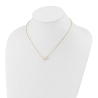 14k 10-11mm White Semi-Round Freshwater Cultured Pearl 17 in Cable Necklace-XF681-17