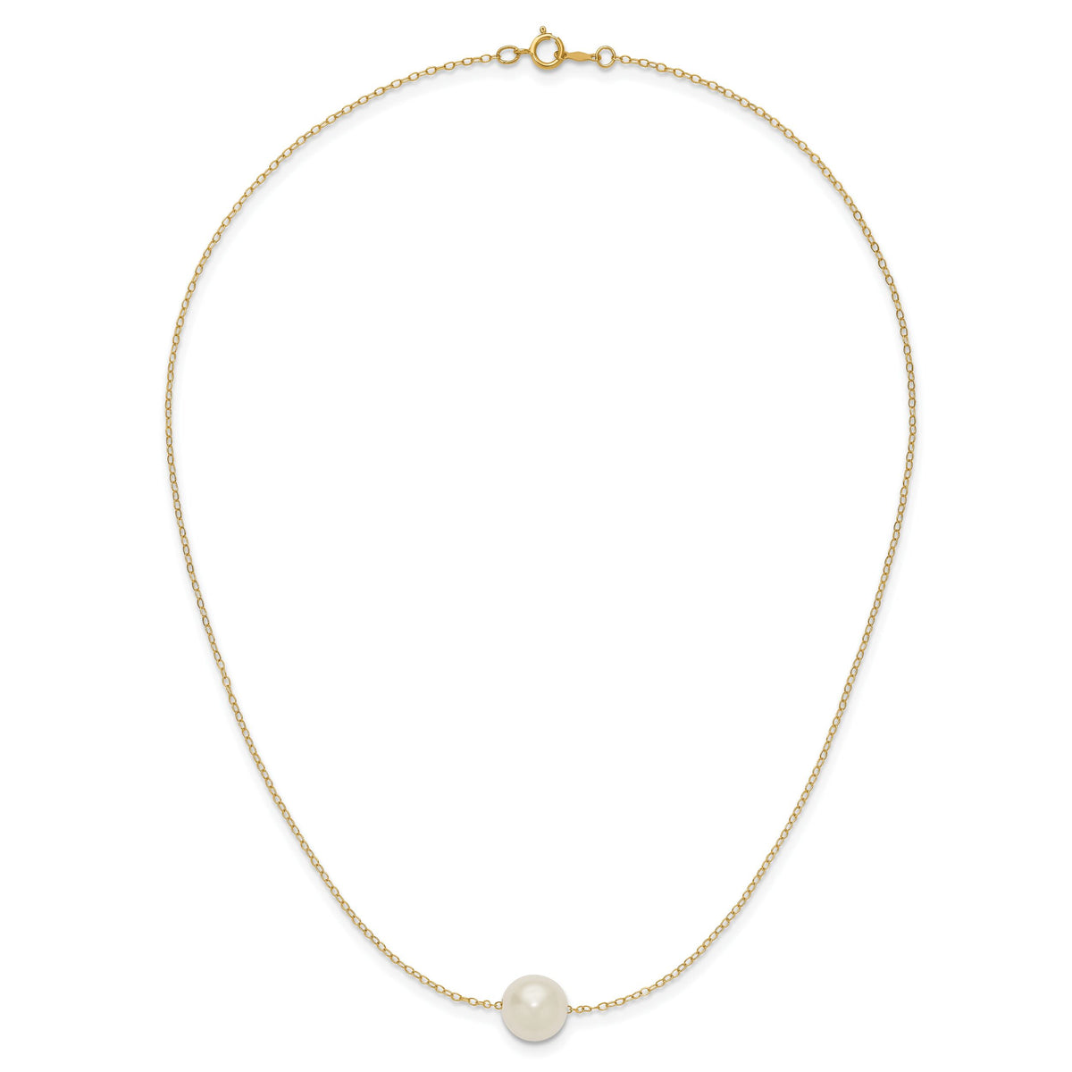 14k 10-11mm White Semi-Round Freshwater Cultured Pearl 17 in Cable Necklace-XF681-17