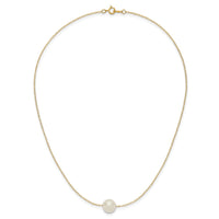 14k 10-11mm White Semi-Round Freshwater Cultured Pearl 17 in Cable Necklace-XF681-17