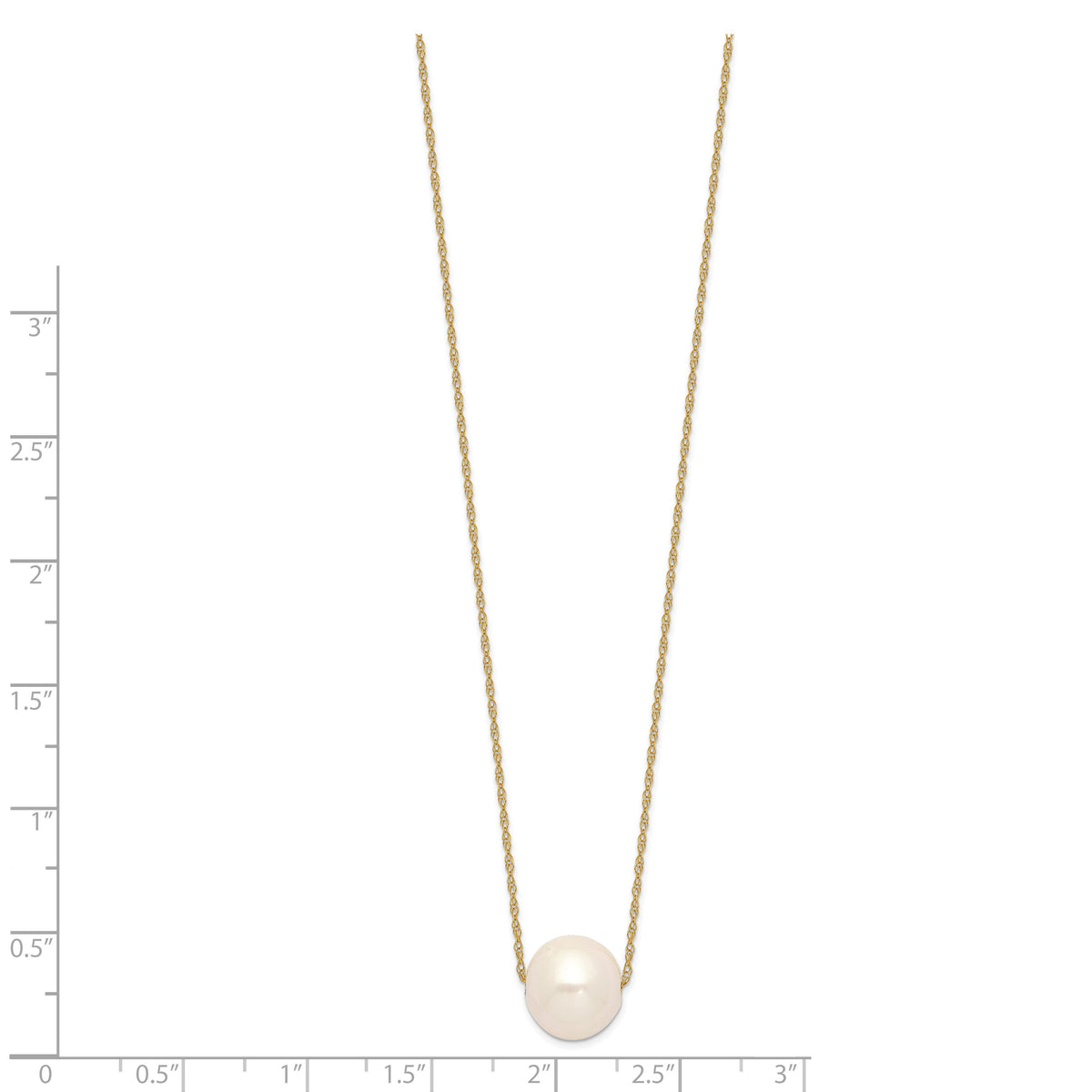 14k 10-11mm White Semi-Round Freshwater Cultured Pearl 17 in Cable Necklace-XF681-17