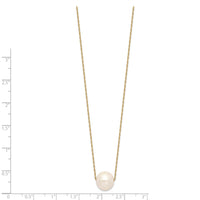 14k 10-11mm White Semi-Round Freshwater Cultured Pearl 17 in Cable Necklace-XF681-17