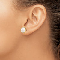 14K 10-11mm White Mabe Saltwater Cultured Pearl Post Earrings-XF685E