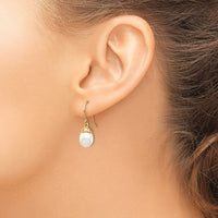 14K 7-8mm White Rice Freshwater Cultured Pearl Dangle Earrings-XF704E