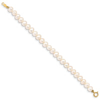 14K Madi K 4-5mm White Egg Shape Freshwater Cultured Pearl Bracelet-XF728-5