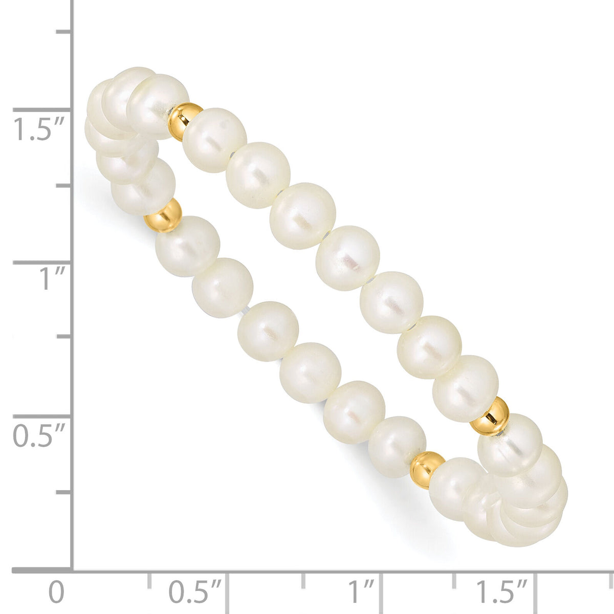 14K Madi K 4-5mm White Egg Shape FWC Pearl & Beads Stretch Bracelet-XF729