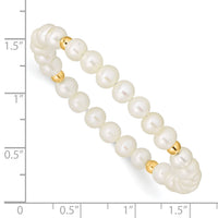 14K Madi K 4-5mm White Egg Shape FWC Pearl & Beads Stretch Bracelet-XF729