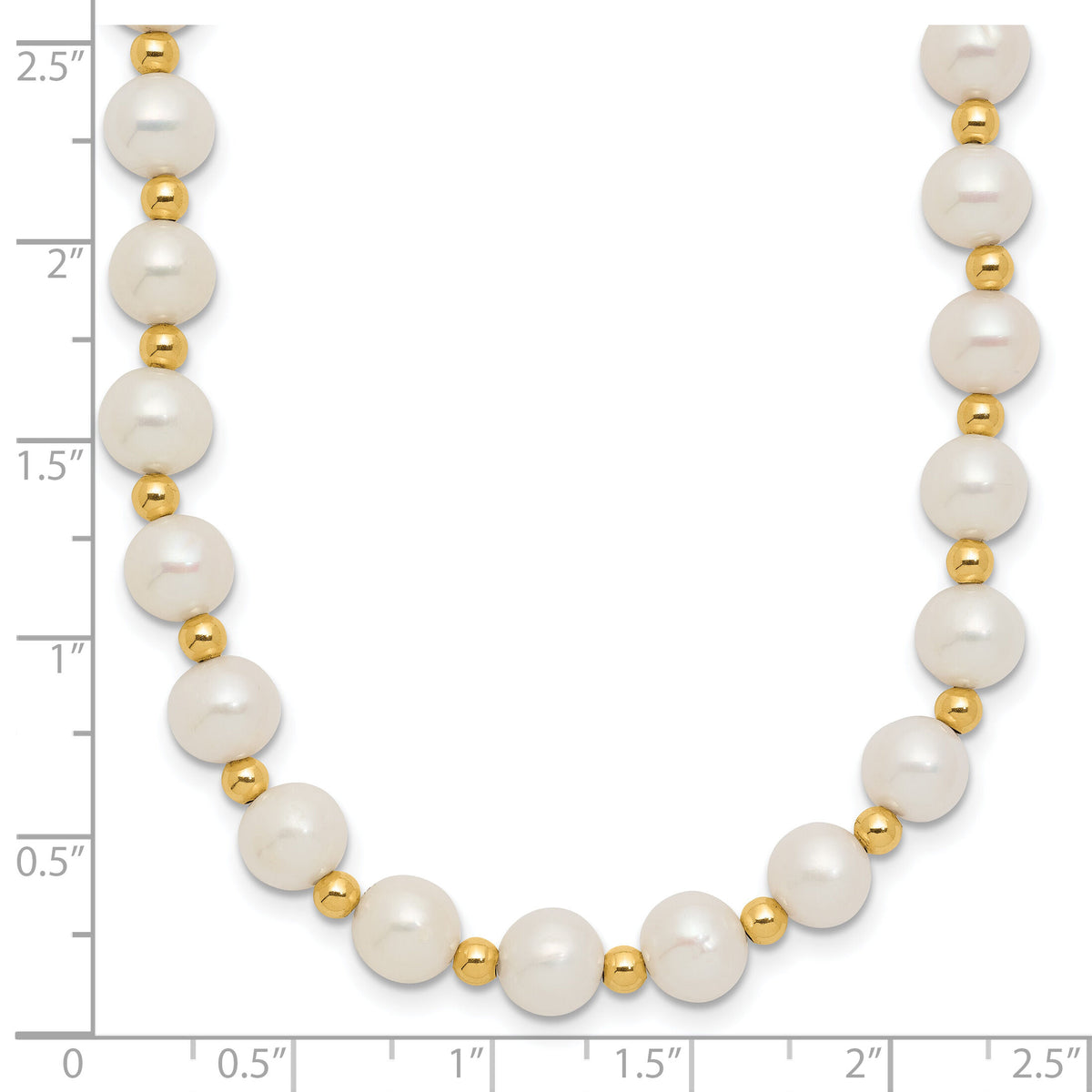 14K 6-7mm White Near Round FW Cultured Pearl Bead Necklace-XF740-18