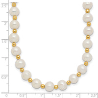 14K 6-7mm White Near Round FW Cultured Pearl Bead Necklace-XF740-18