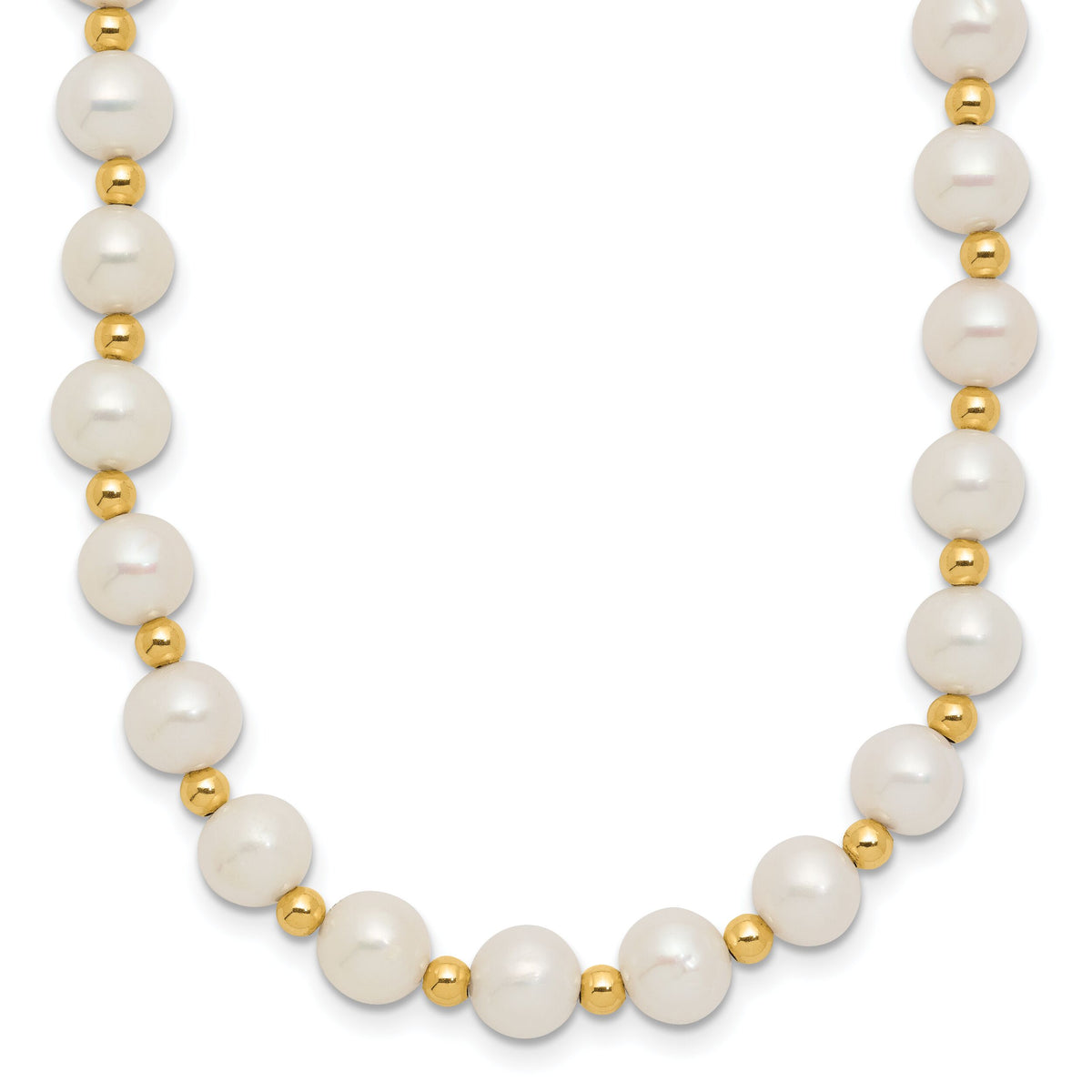 14K 6-7mm White Near Round FW Cultured Pearl Bead Necklace-XF740-18