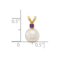 14K 7-7.5mm White Round FWC Pearl Amethyst Pendants-XF741/AM