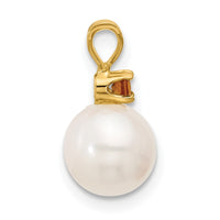 14K 7-7.5mm White Round FWC Pearl Citrine Pendants-XF741/CI