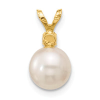 14K 7-7.5mm White Round FWC Pearl Citrine Pendants-XF741/CI
